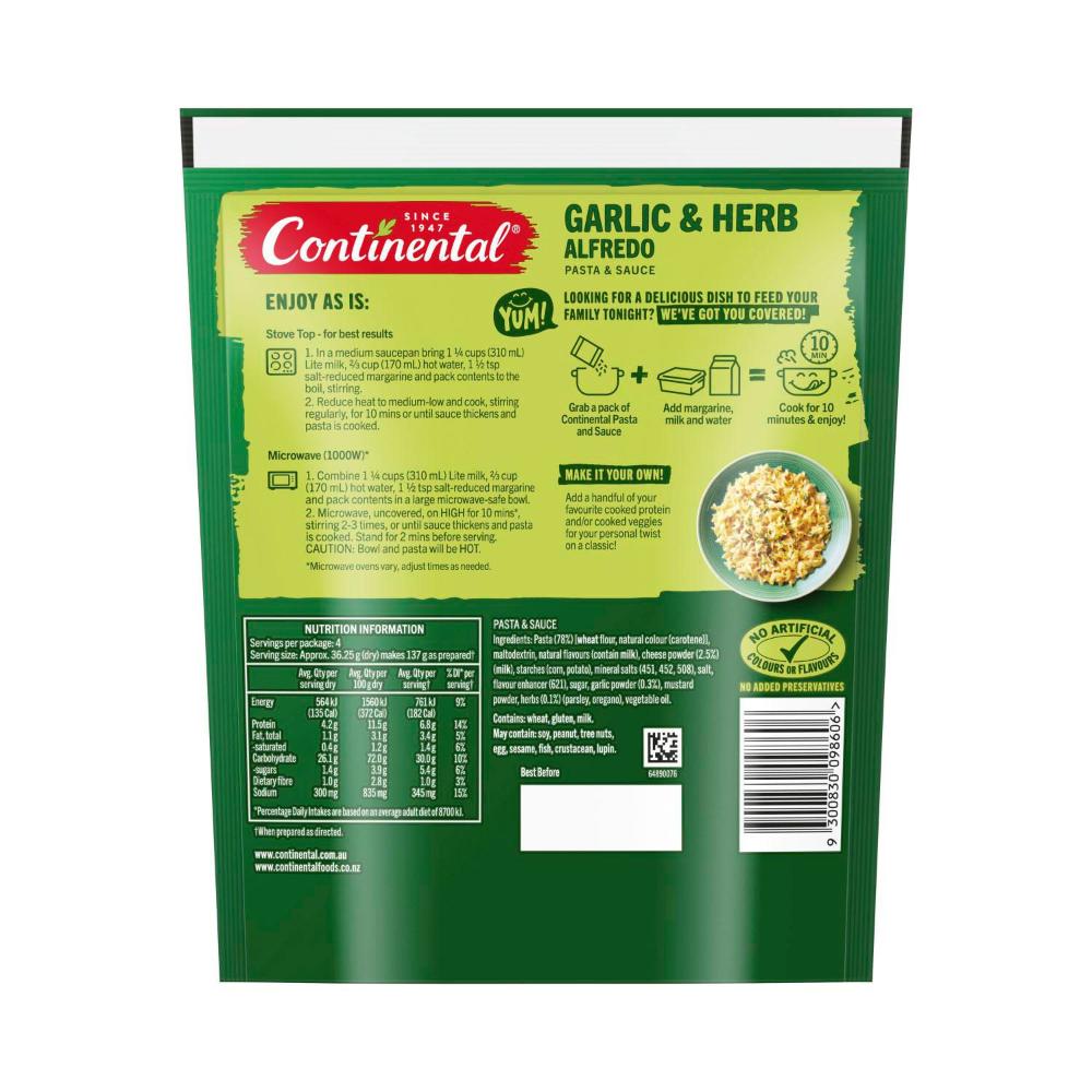 Continental Alfredo With Garlic & Herb Family Pasta & Sauce - 145g