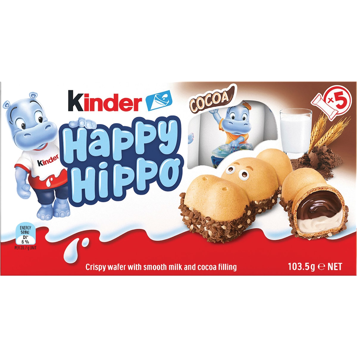 Kinder Happy Hippo Cocoa Biscuit Multipack 5 Pack