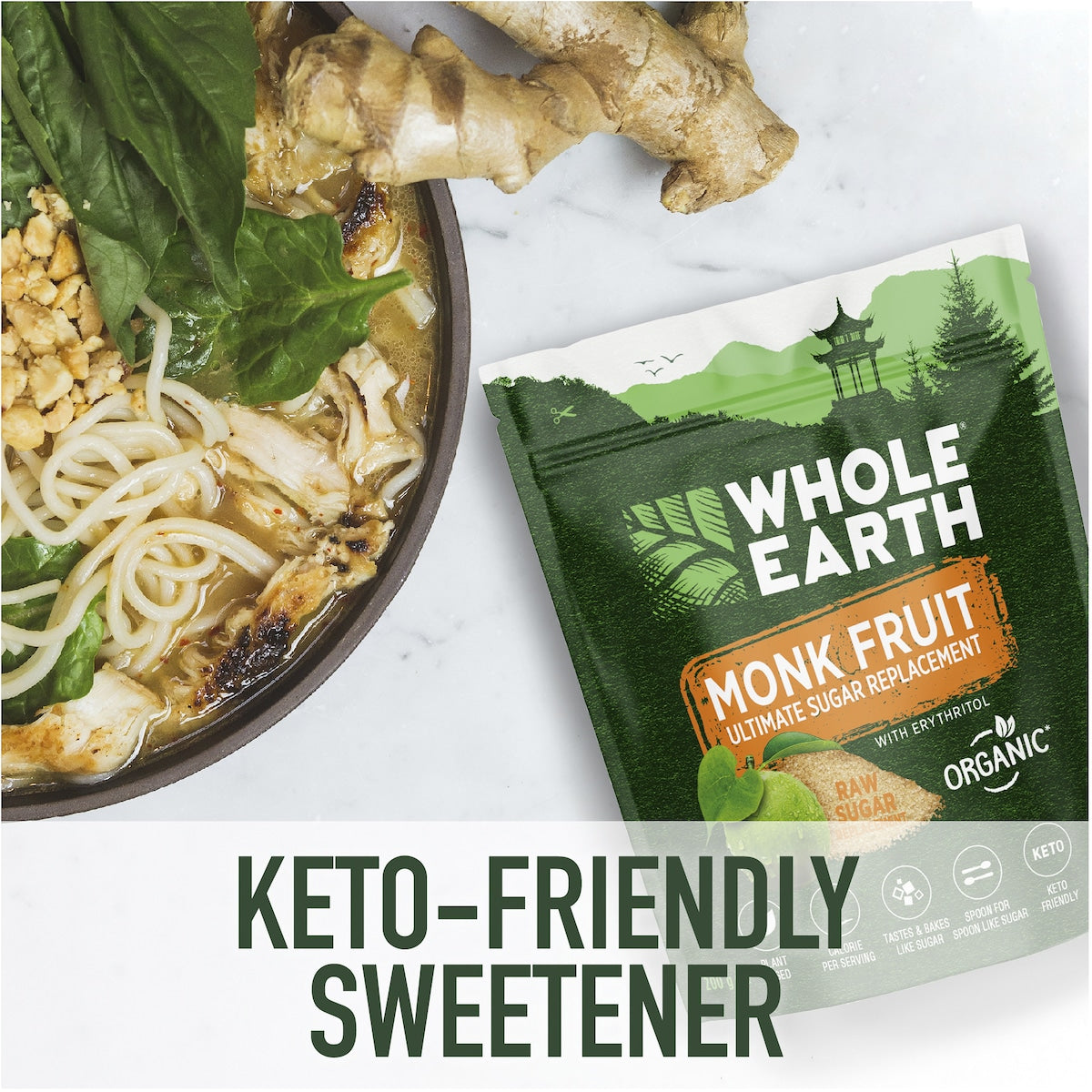 Whole Earth Monk Fruit Raw Sugar Replacement 200g