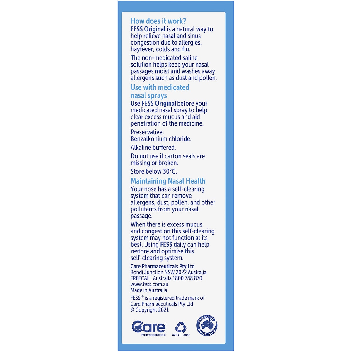 Fess Saline Nasal Spray 75ml