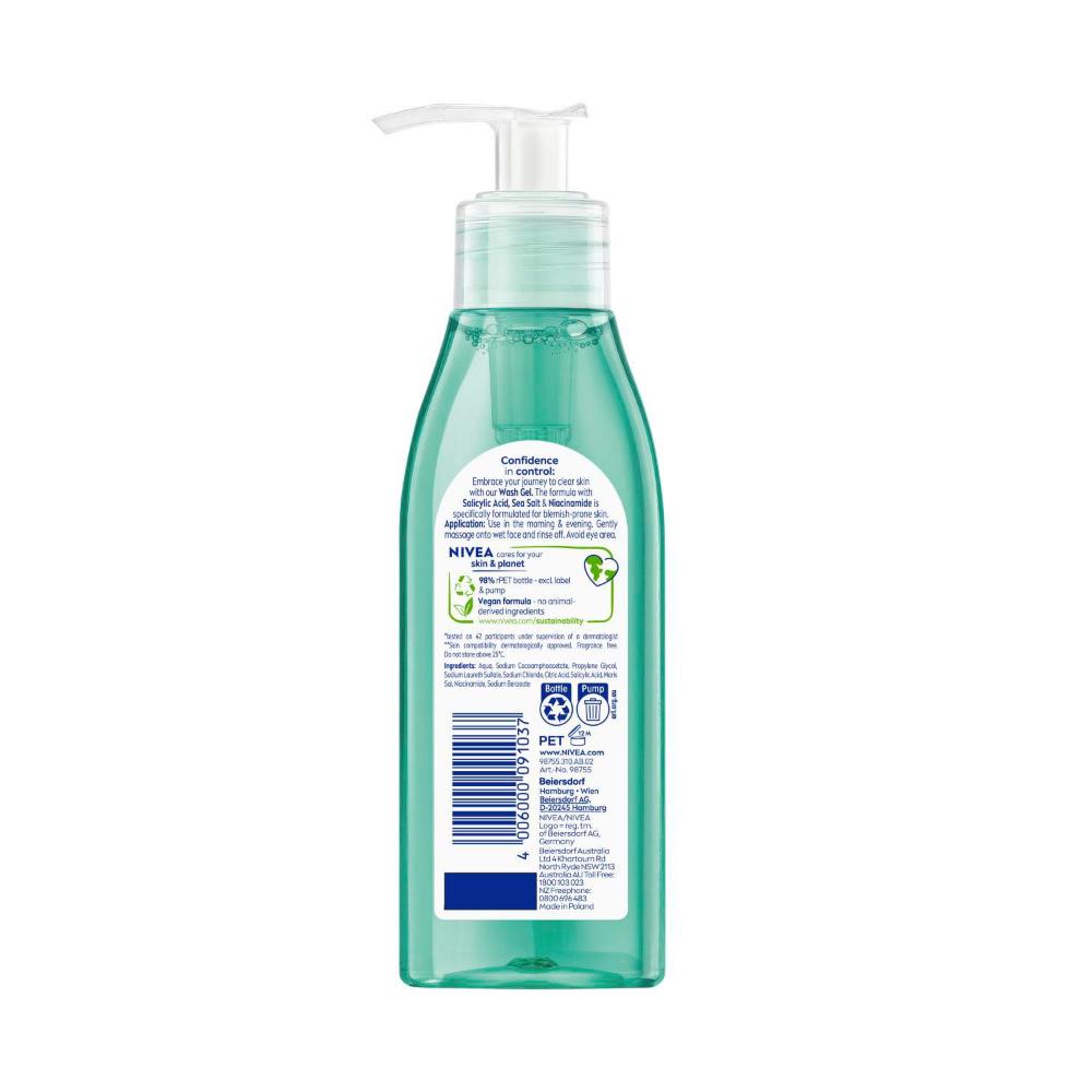 Nivea Derma Skin Clear Wash Gel - 150mL