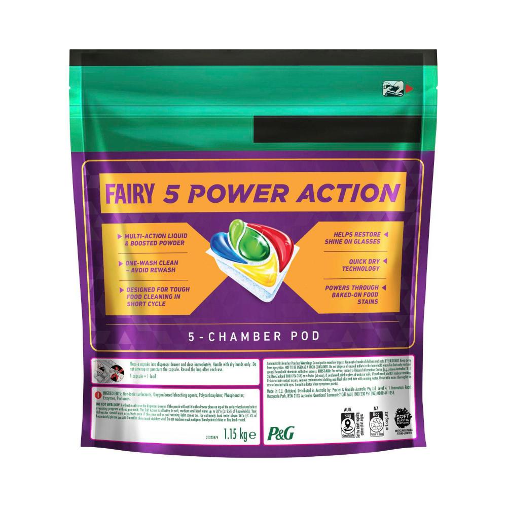 Fairy 5 Power Action Lemon Dishwashing Tablets - 70 Pack
