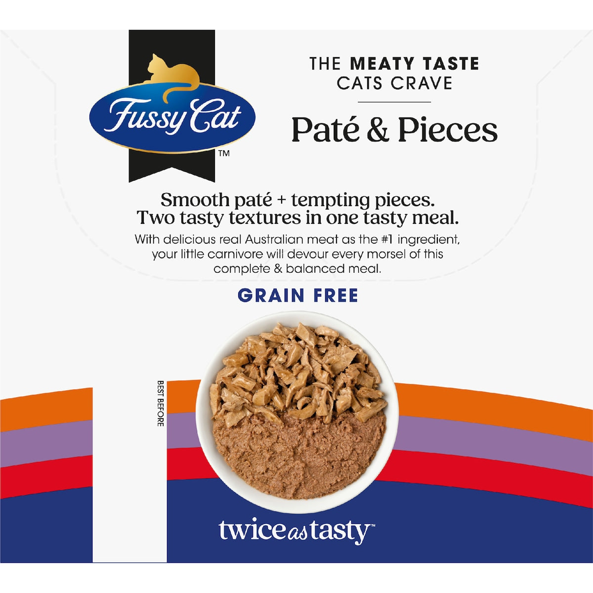 Fussy Cat Grain Free Adult Wet Cat Food Pate & Pieces 80g X 12 Pack