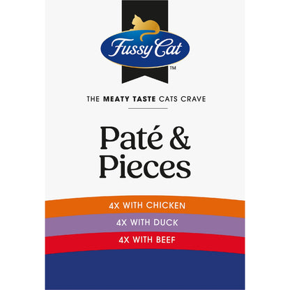 Fussy Cat Grain Free Adult Wet Cat Food Pate & Pieces 80g X 12 Pack