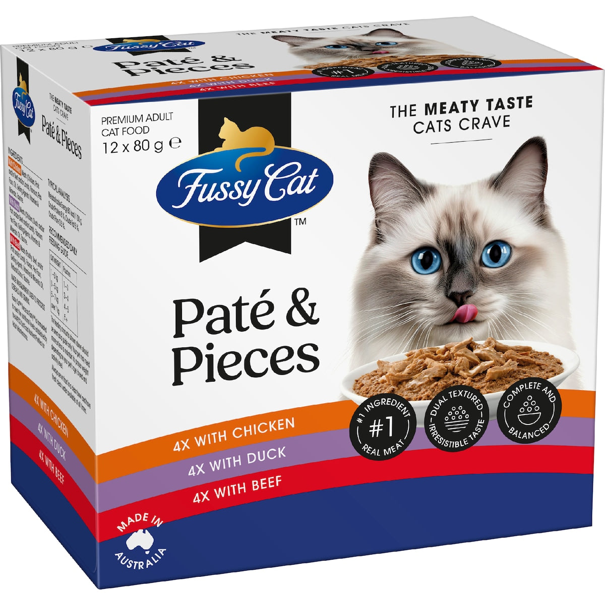 Fussy Cat Grain Free Adult Wet Cat Food Pate & Pieces 80g X 12 Pack