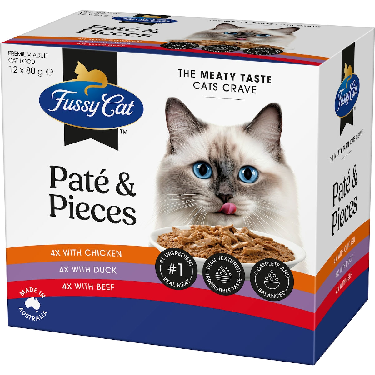 Fussy Cat Grain Free Adult Wet Cat Food Pate & Pieces 80g X 12 Pack