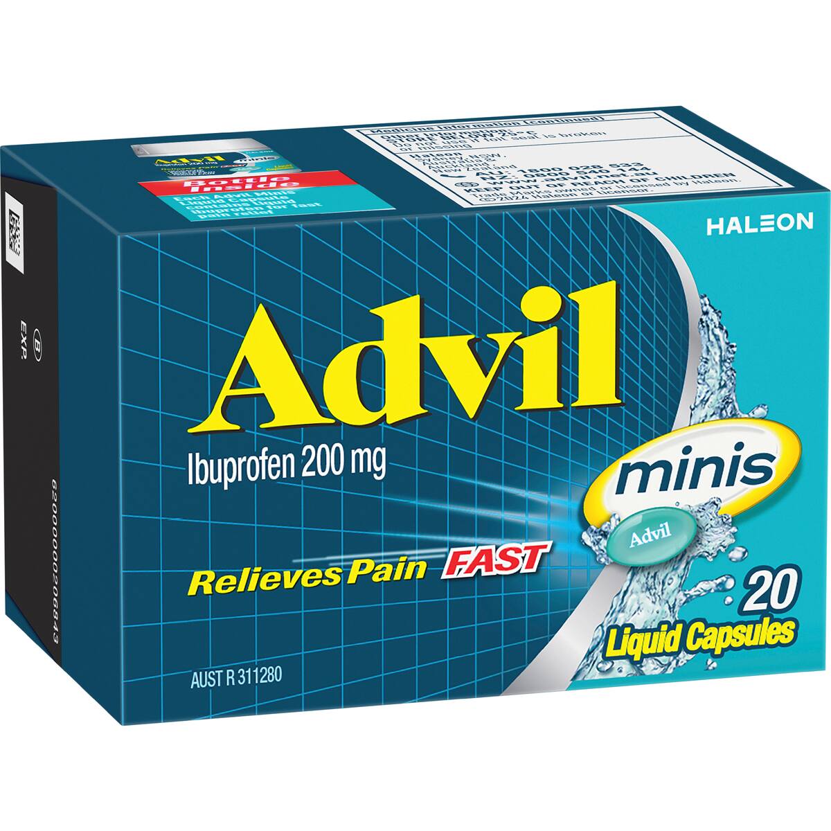 Advil Minis Liquid Capsules Ibuprofen Pain & Fever Relief 20 Pack