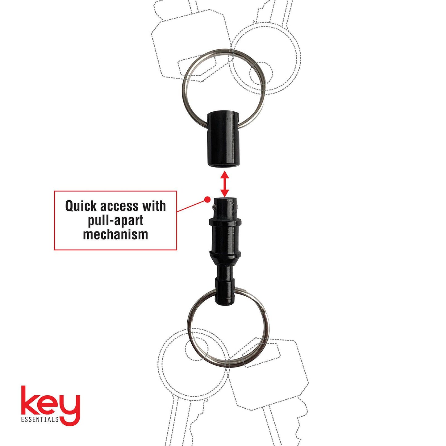 Key Essentials Pull Apart Key Holder Key Ring - Assorted Colours