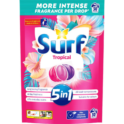Surf 5-in-1 Laundry Capsules Tropical 30 Pack