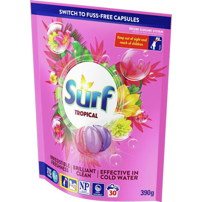 Surf 5-in-1 Laundry Capsules Tropical 30 Pack