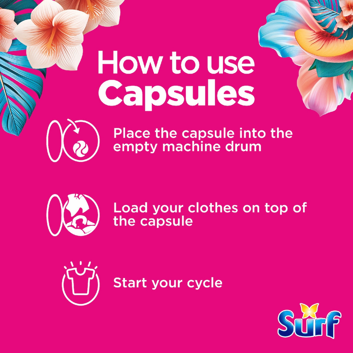 Surf 5-in-1 Laundry Capsules Tropical 30 Pack