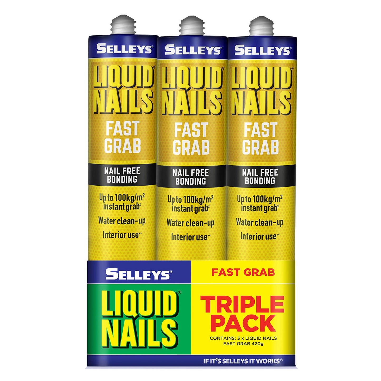 Selleys Liquid Nails Fast Grab - 420g - 3 Pack