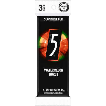 5gum Watermelon Burst Sugar Free Gum 3pk 96g