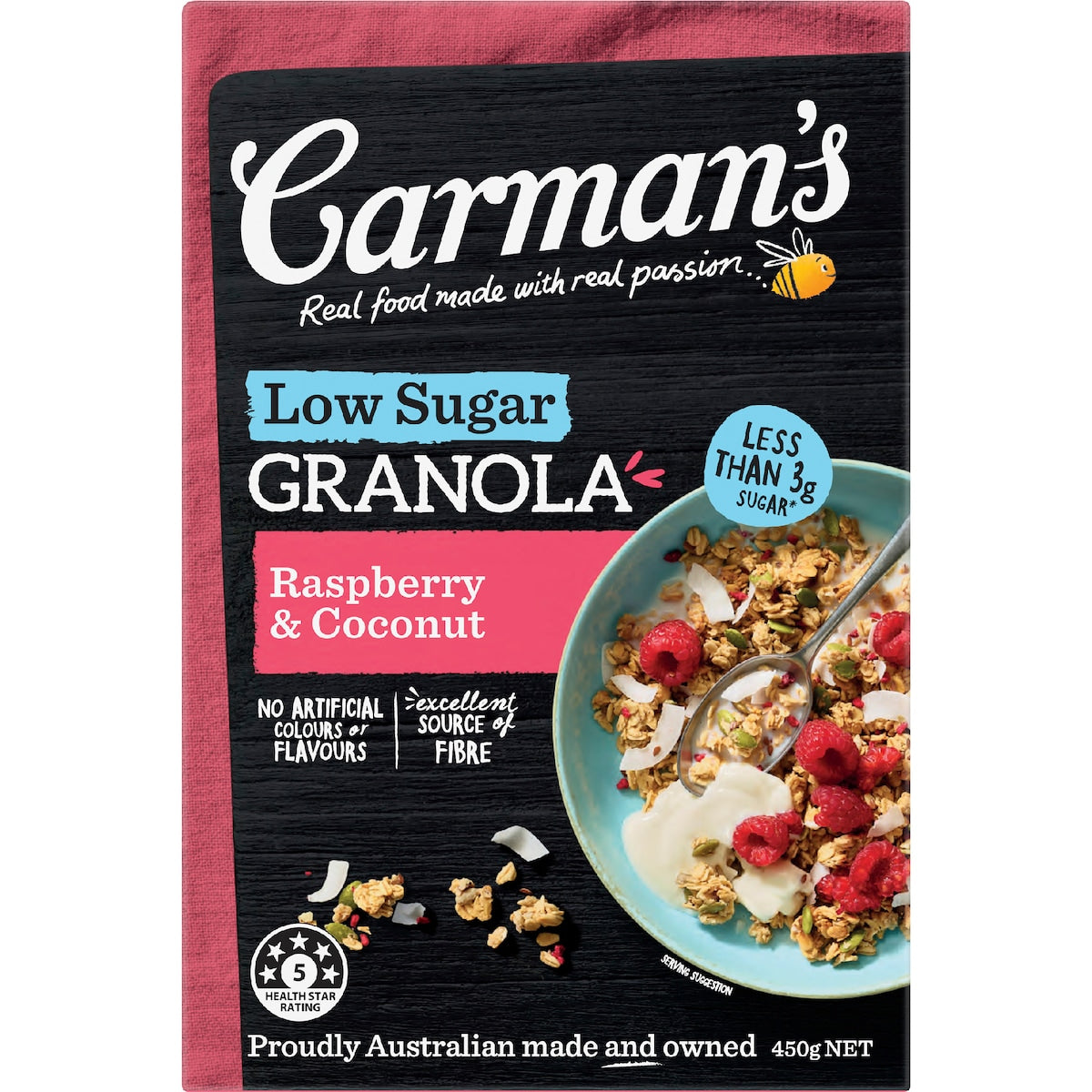 Carmans Granola Raspberry & Coconut Low Sugar 450g