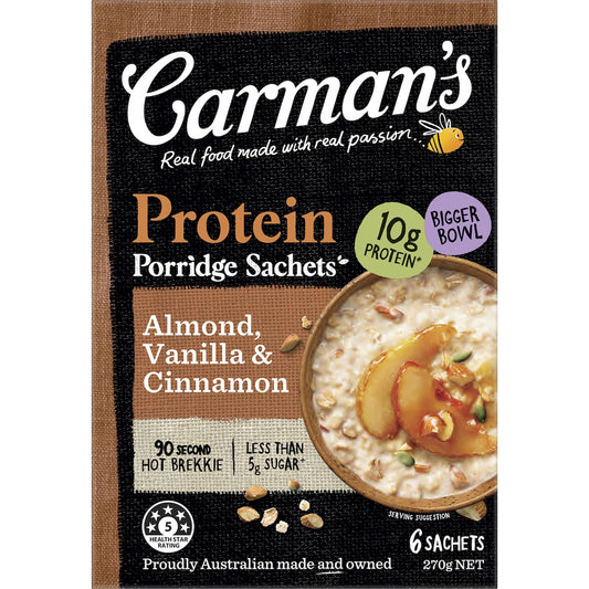 Carmans Protein Porridge Sachets Almond Vanilla & Cinnamon 6 Pack