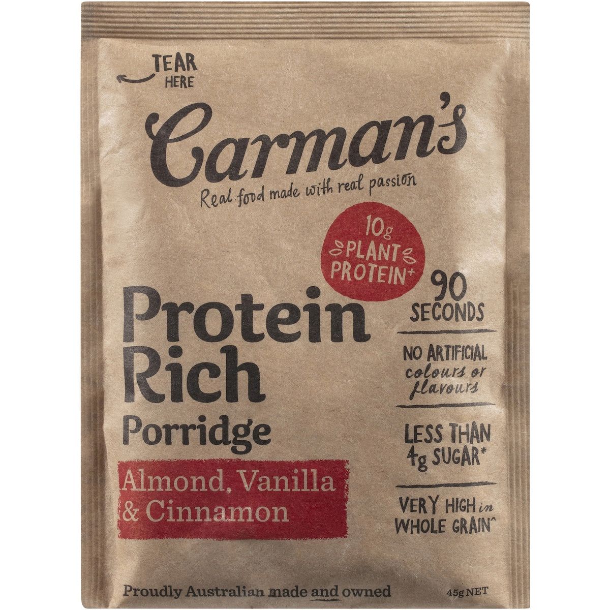 Carmans Protein Porridge Sachets Almond Vanilla & Cinnamon 6 Pack