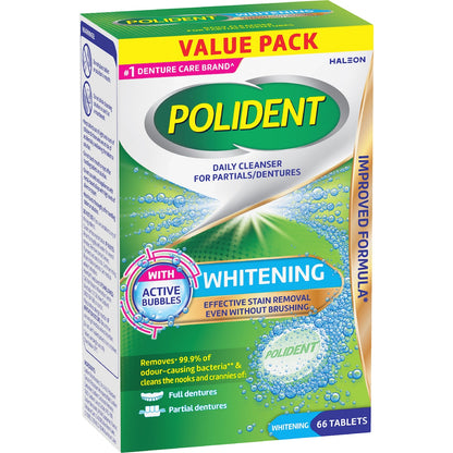 Polident Whitening Denture Cleaner For Dentures & Partials 66 Pack