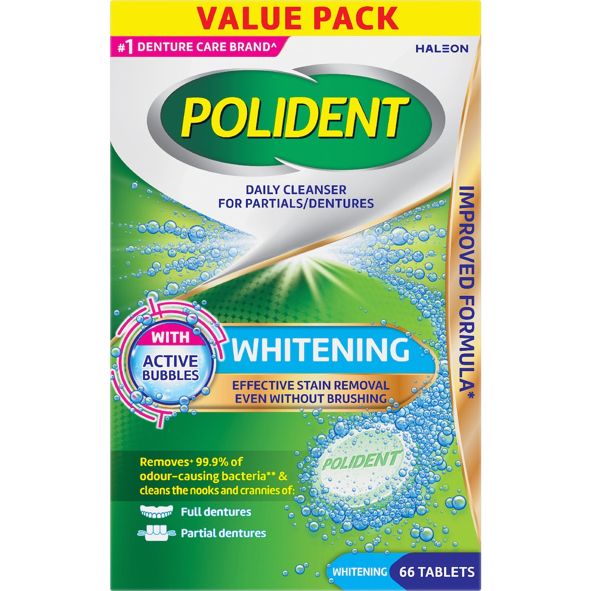 Polident Whitening Denture Cleaner For Dentures & Partials 66 Pack