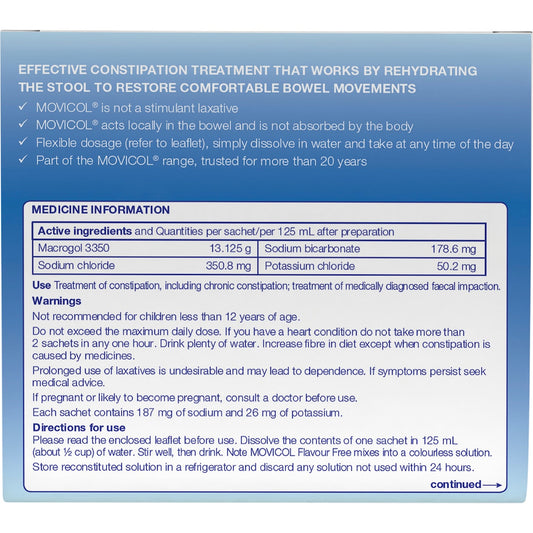 Movicol Flavour Free Sachets 30 Pack