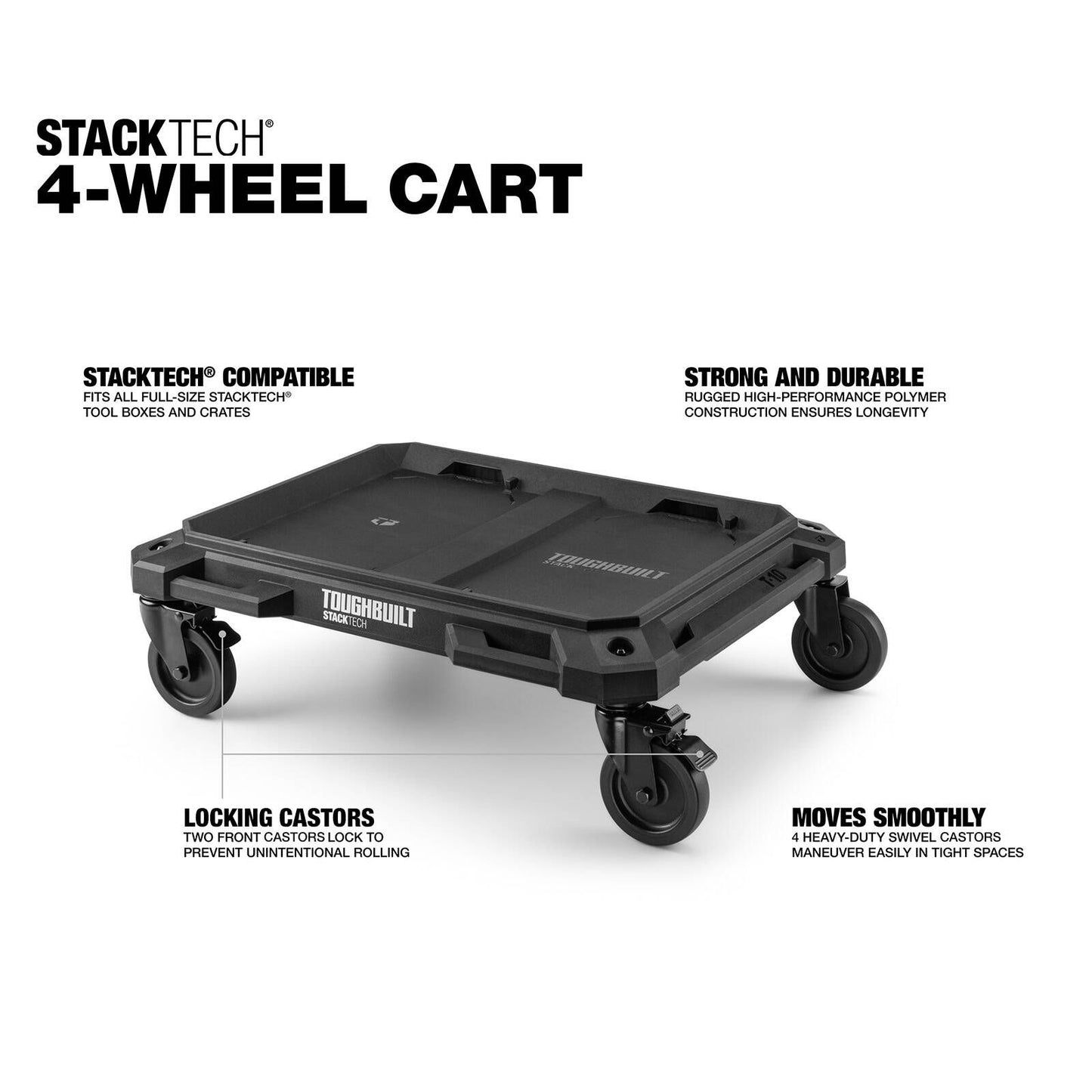 Toughbuilt Stacktech 4 Wheel Cart - 480 x 180 x 600mm