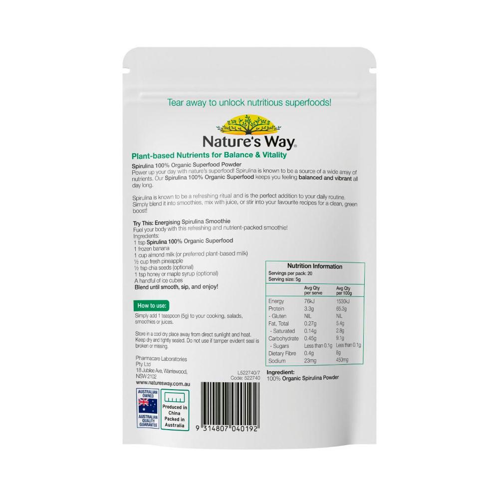 Nature's Way Super Foods Spirulina - 100g