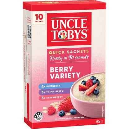 Uncle Tobys Oats Sachets Berry Variety 10 Pack 350g