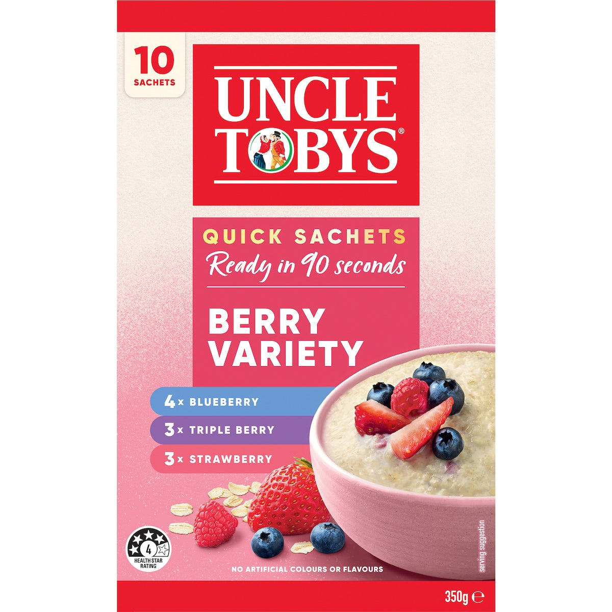 Uncle Tobys Oats Sachets Berry Variety 10 Pack 350g