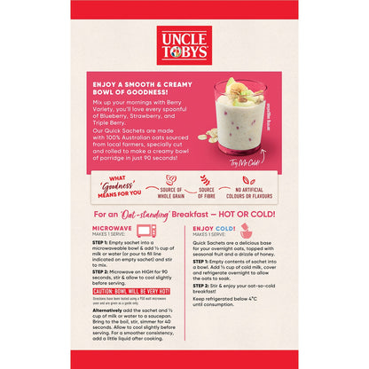 Uncle Tobys Oats Sachets Berry Variety 10 Pack 350g