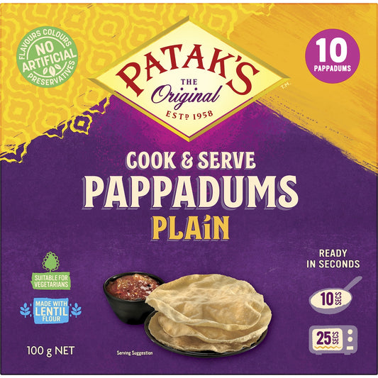 Pataks Cook To Eat Pappadums Plain 100g