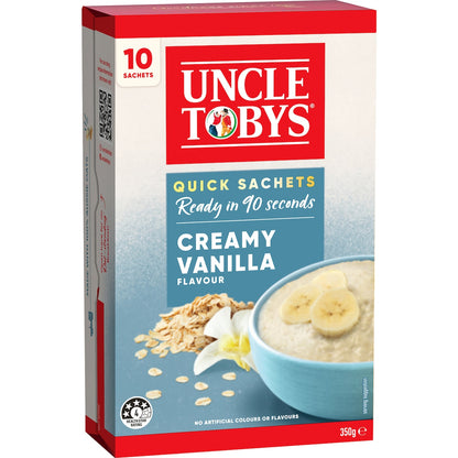 Uncle Tobys Oats Sachets Creamy Vanilla 10 Pack 350g
