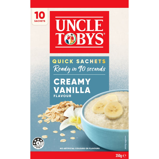 Uncle Tobys Oats Sachets Creamy Vanilla 10 Pack 350g