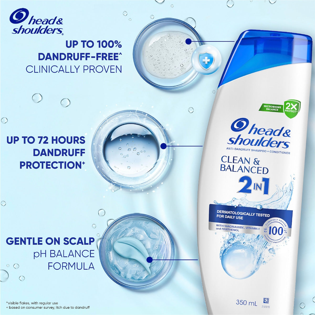Head & Shoulders Clean & Balanced 2 In 1 Dandruff Shampoo & Conditioner 350ml
