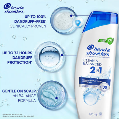 Head & Shoulders Clean & Balanced 2 In 1 Dandruff Shampoo & Conditioner 350ml