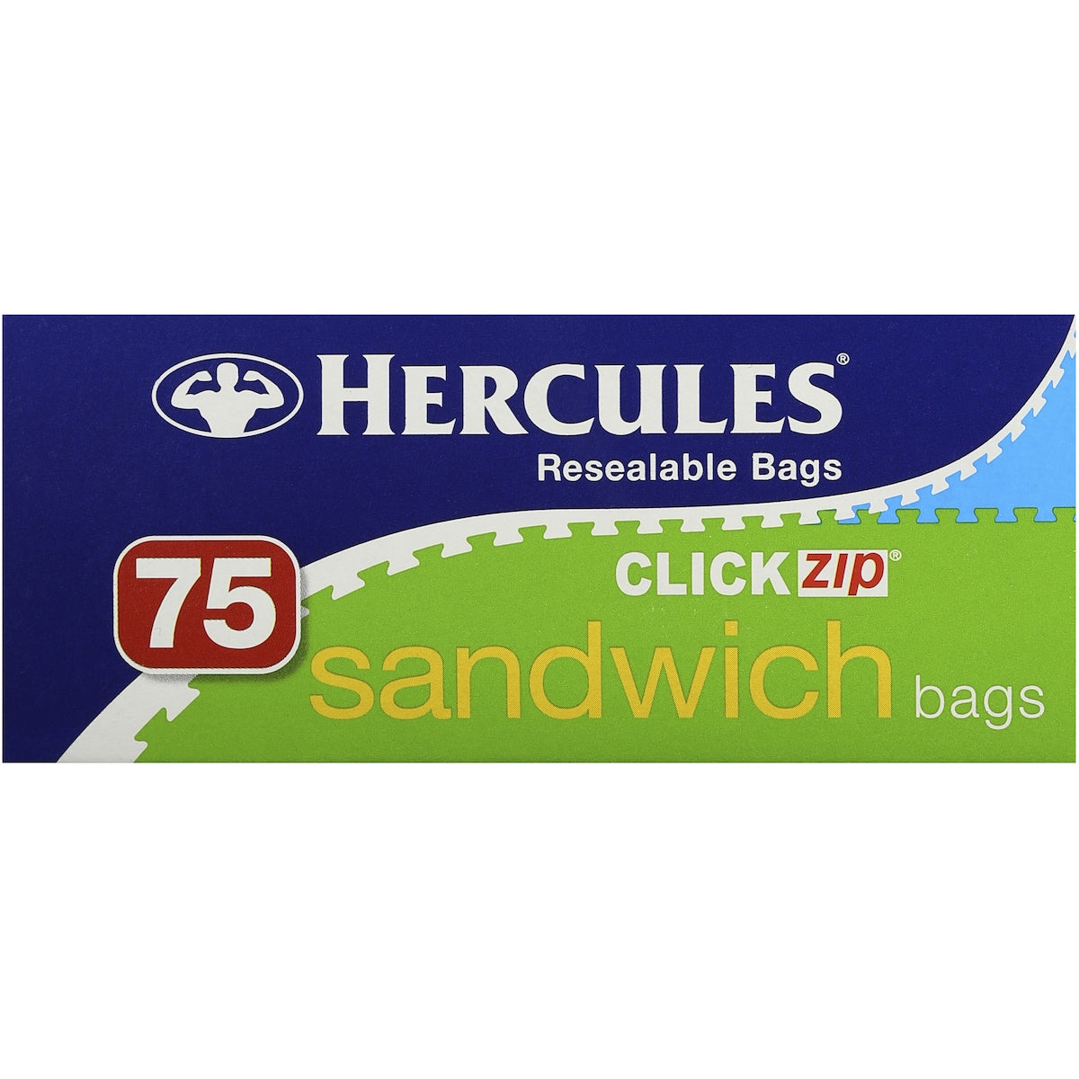Hercules Click Zip Resealable Sandwich Bags 75 Pack
