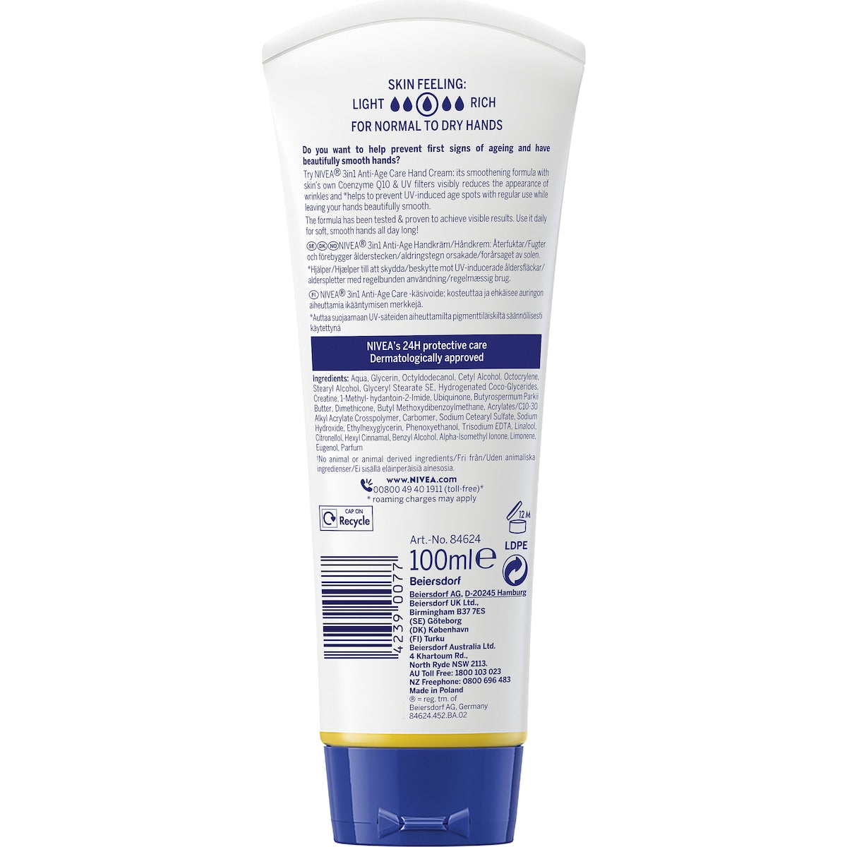 Nivea 3 In 1 Anti Age Care Hand Cream Enriched With Q10 100ml