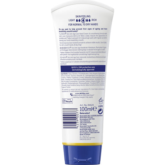 Nivea 3 In 1 Anti Age Care Hand Cream Enriched With Q10 100ml