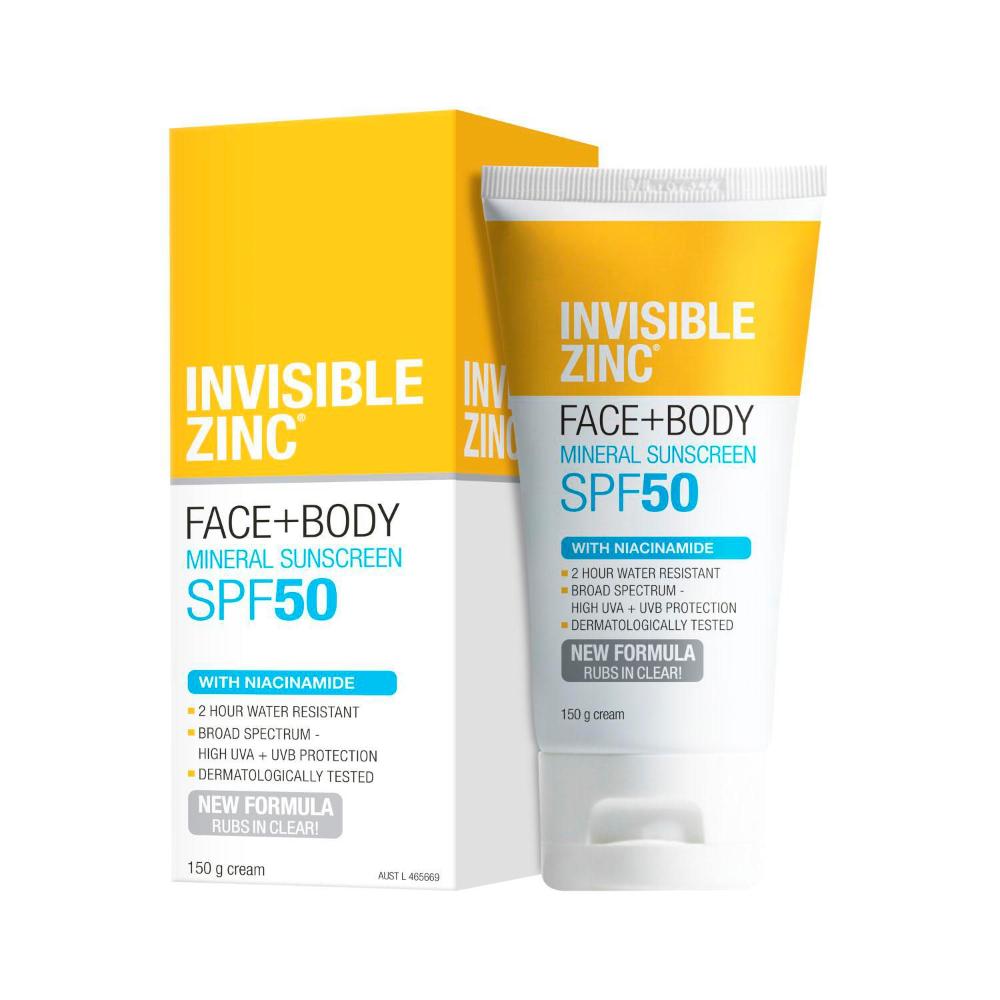 Invisible Zinc Face & Body Spf 50 Sunscreen - 150g