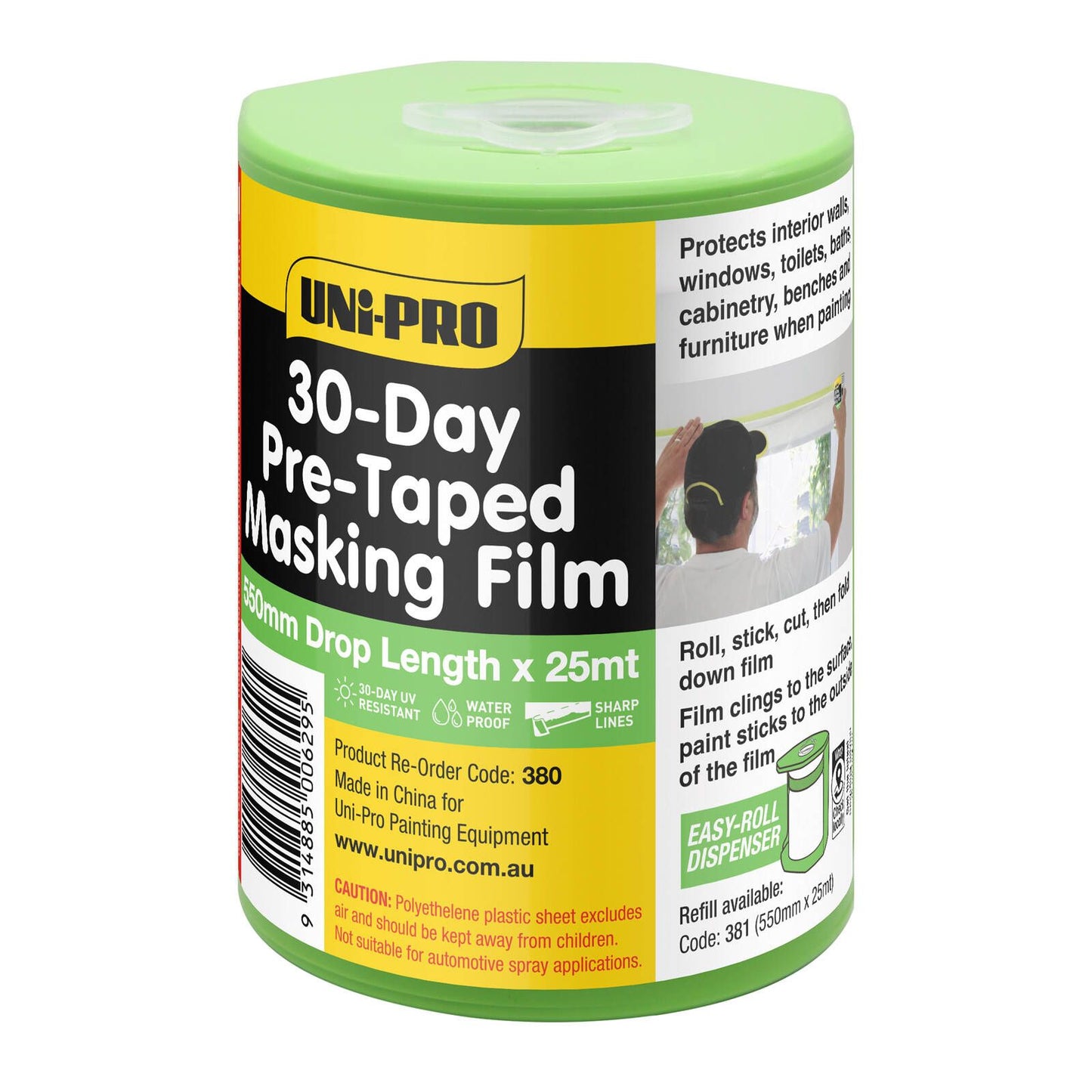 Uni Pro Pre Taped Masking Tape Film Dispenser - 550mm x 25m