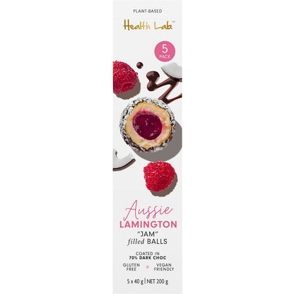 Health Lab Aussie Lamington Jam Filled Chocolate Coated Balls 5 Pack