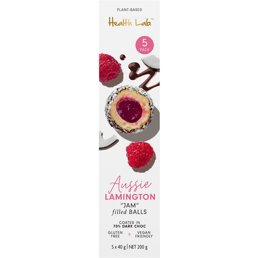 Health Lab Aussie Lamington Jam Filled Chocolate Coated Balls 5 Pack