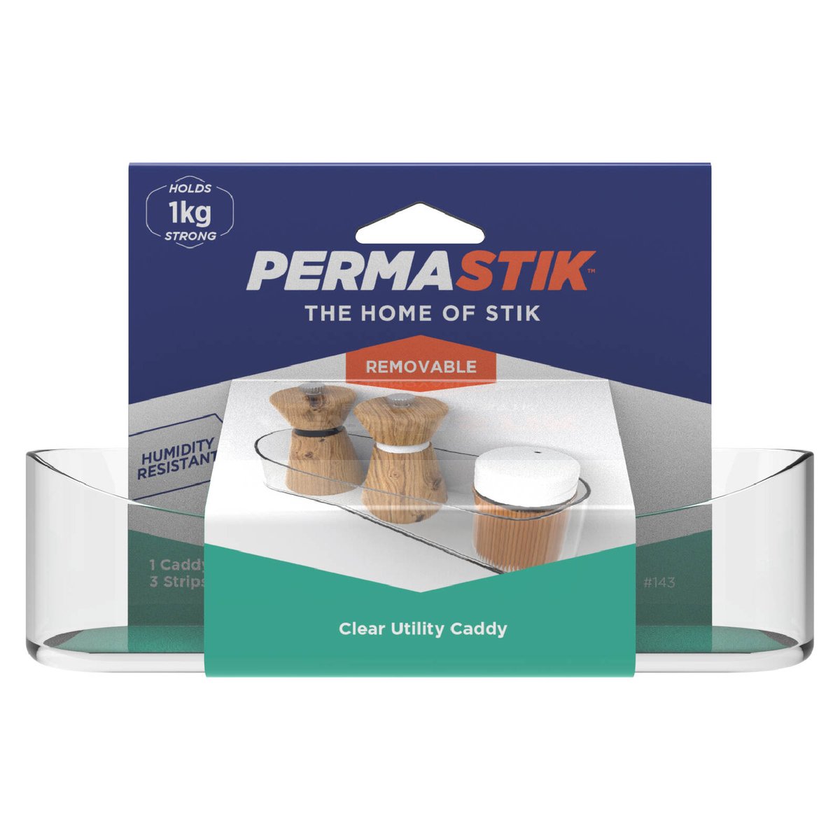 Permastik Clear Utility Caddy - 1kg Capacity - 45mm x 45mm x 163mm