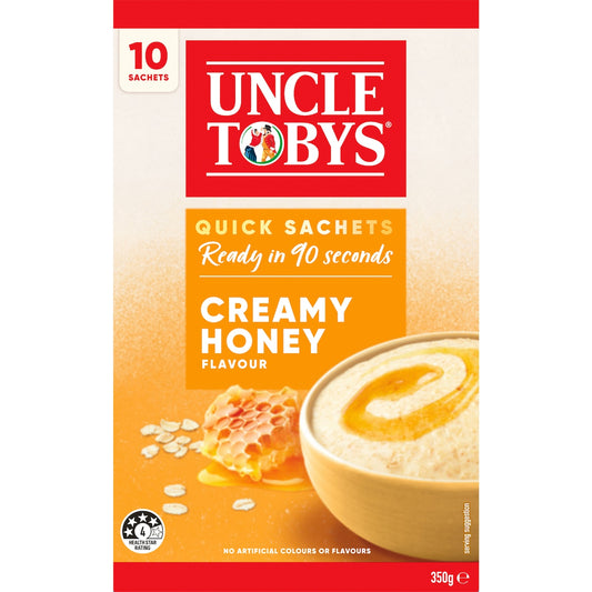 Uncle Tobys Oats Sachets Creamy Honey 10 Pack 350g
