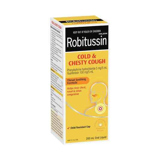 Robitussin Cold And Chesty Cough Cough Liquid Raspberry - 200mL