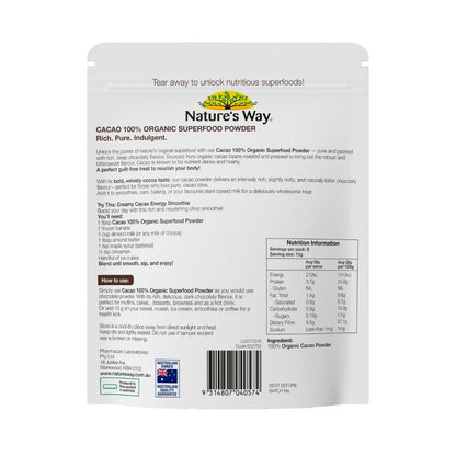 Nature's Way Super Foods Raw Organic Cacao Powder - 125g