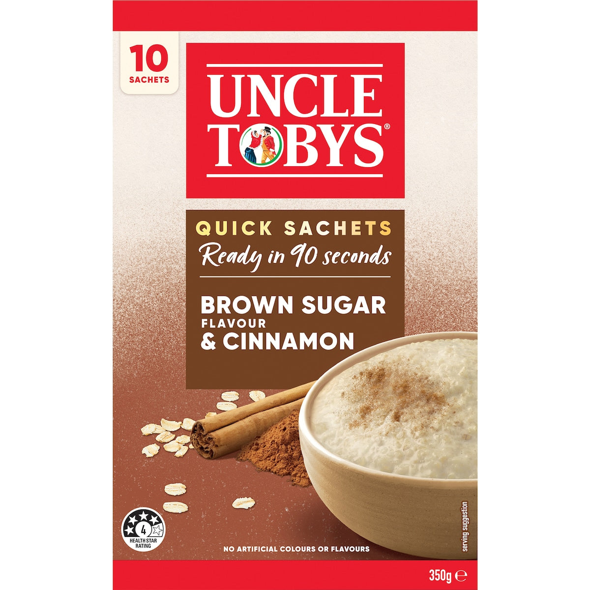 Uncle Tobys Oats Sachets Brown Sugar & Cinnamon 10 Pack 350g