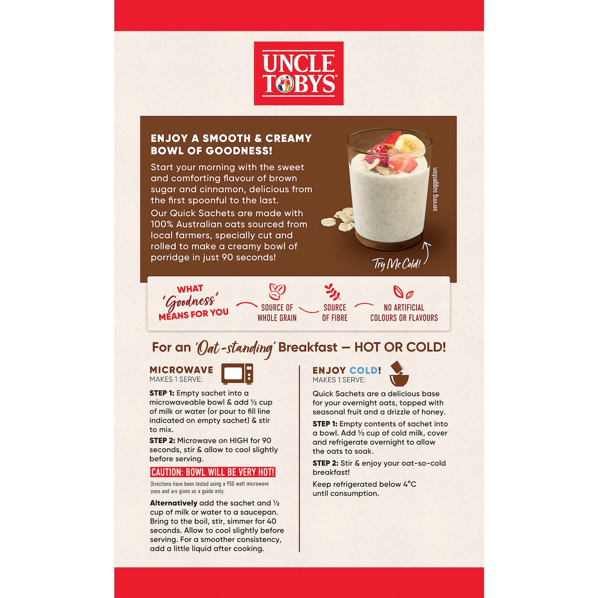 Uncle Tobys Oats Sachets Brown Sugar & Cinnamon 10 Pack 350g