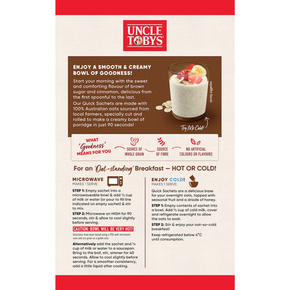 Uncle Tobys Oats Sachets Brown Sugar & Cinnamon 10 Pack 350g