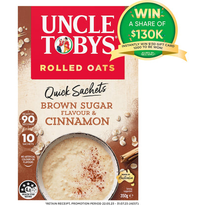 Uncle Tobys Oats Sachets Brown Sugar & Cinnamon 10 Pack 350g