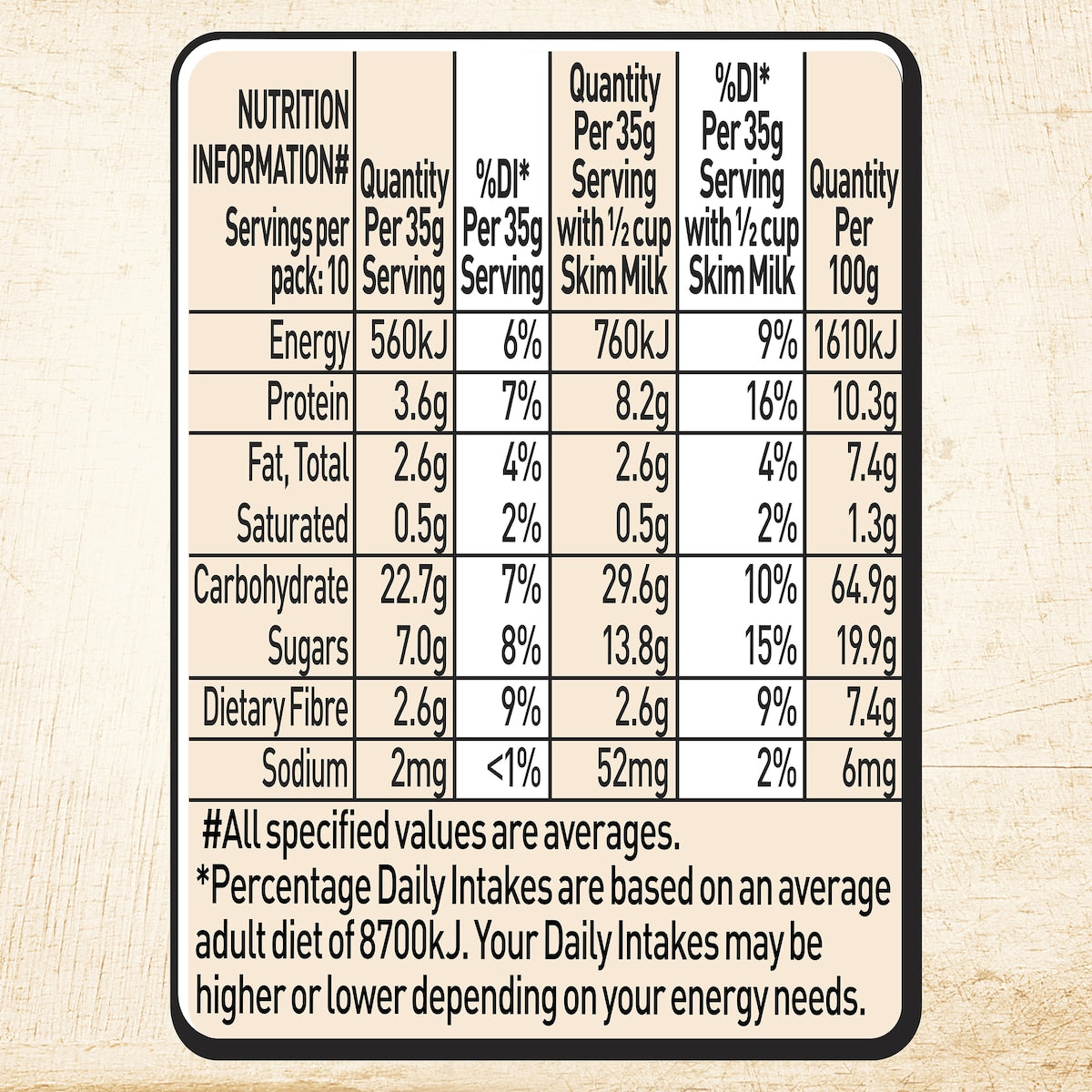 Uncle Tobys Oats Sachets Brown Sugar & Cinnamon 10 Pack 350g