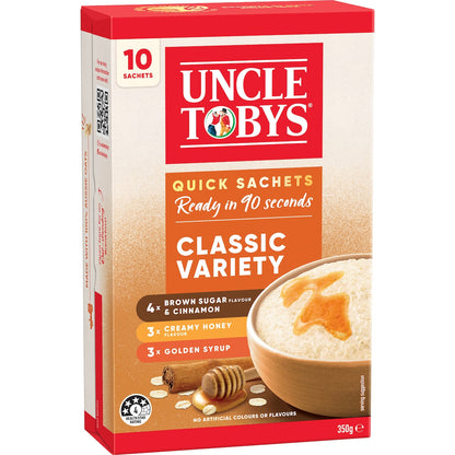 Uncle Tobys Oats Quick Sachets Classic Variety Porridge 350g